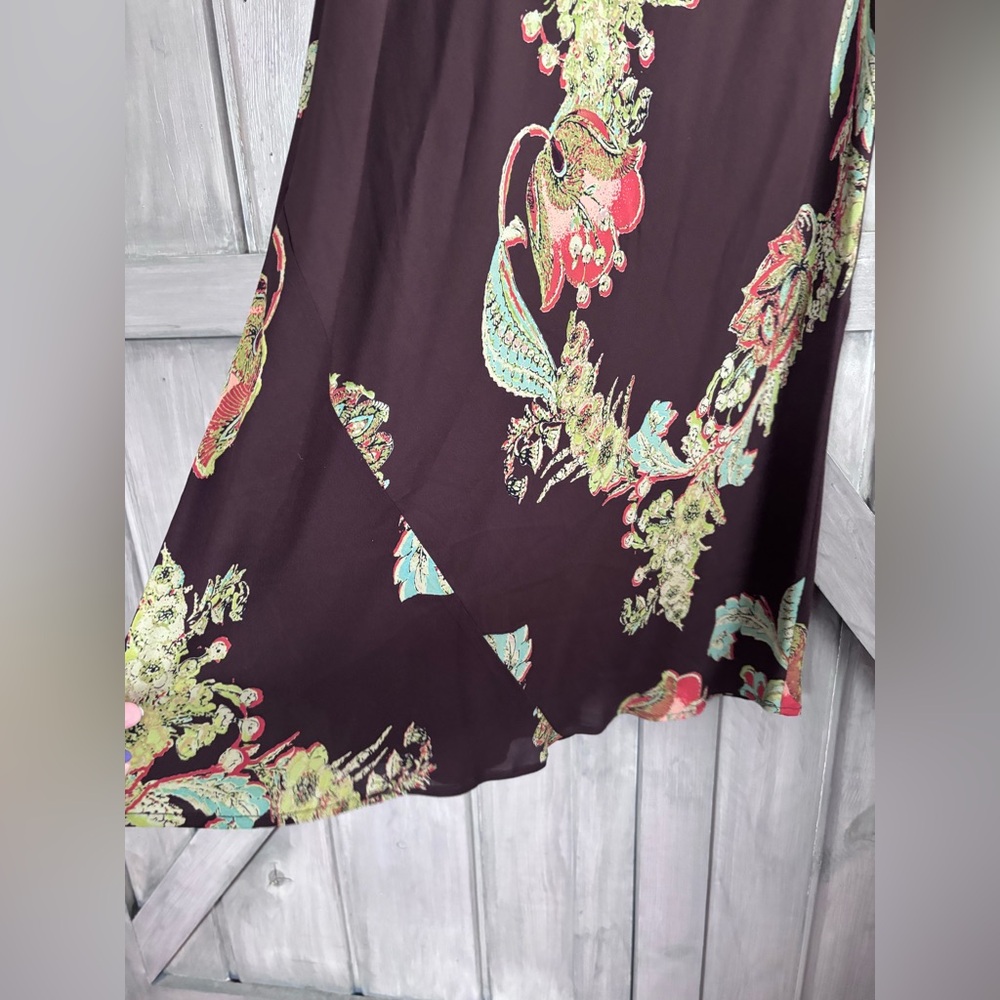 Harari 100%‎ Silk Brown Floral Cowl Neck Sleeveless Dress semi-sheer Size M $394 - Picture 5 of 7